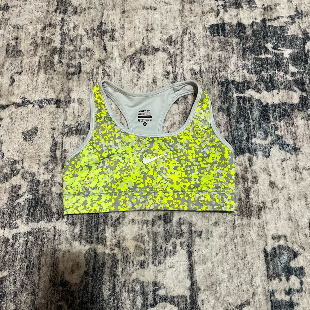 Nike Neon Yellow and Gray Sports Bra